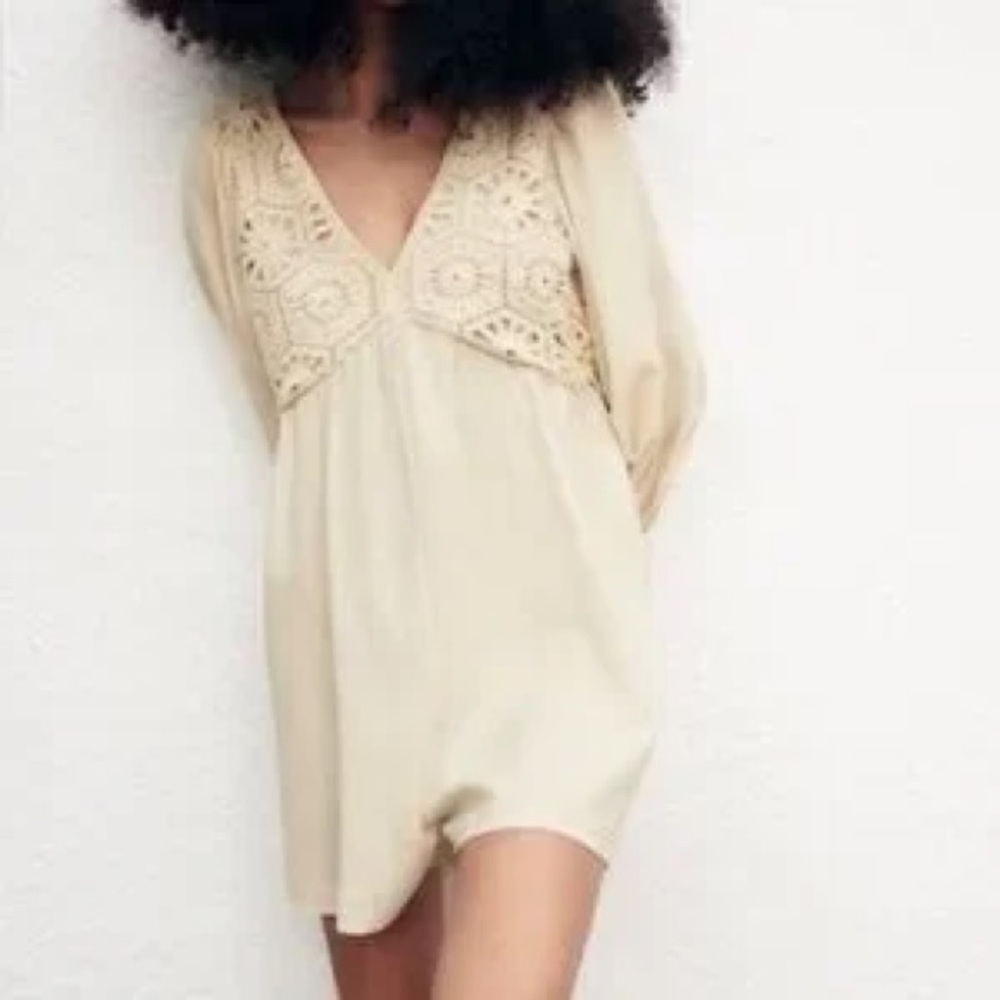Zara Boho Crochet Babydoll Romper